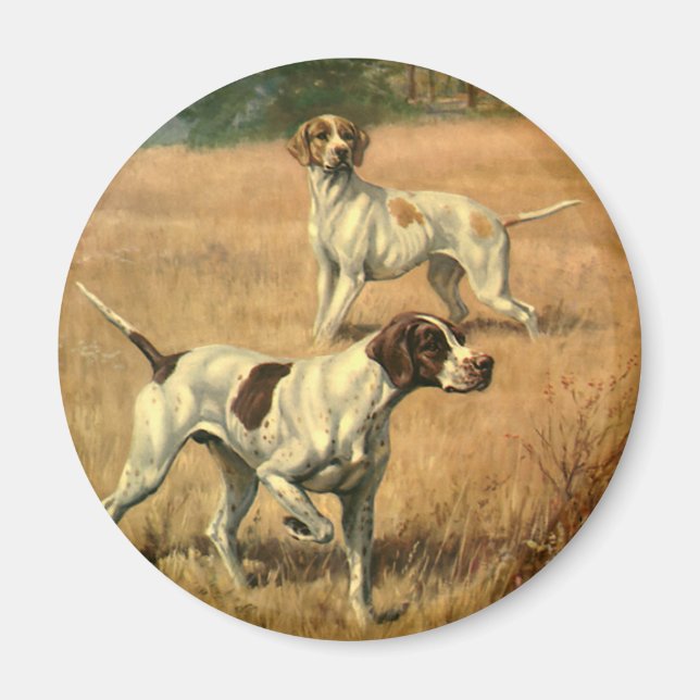Vintage Animals, English Pointer Hunting Dogs Magnet (Front)