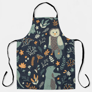 Vintage Animals Floral Seamless Texture Apron