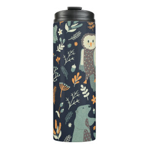 Vintage Animals Floral Seamless Texture Thermal Tumbler