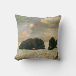 Vintage Animals, Grizzly Bears by Albert Bierstadt Cushion