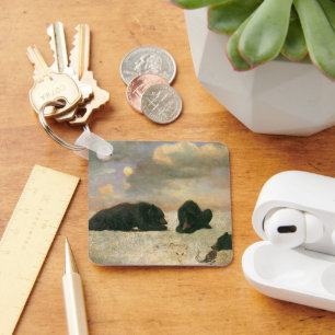 Vintage Animals, Grizzly Bears by Albert Bierstadt Key Ring