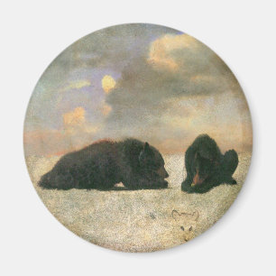 Vintage Animals, Grizzly Bears by Albert Bierstadt Magnet