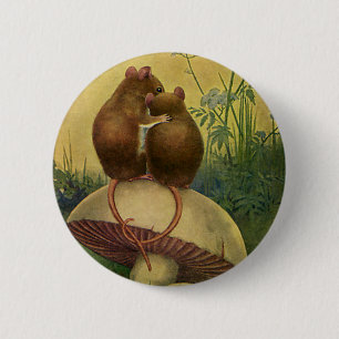 Vintage Animals, Love and Romance Field Mice 6 Cm Round Badge