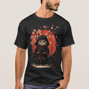 Vintage Anime Cat Japanese Art Funny Samurai T-Shirt