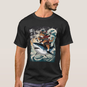 Vintage Anime Cat Japanese Funny Samurai Cat Ridin T-Shirt