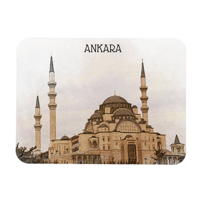 Vintage Ankara Turkey Kocatepe Mosque View Magnet (Horizontal)