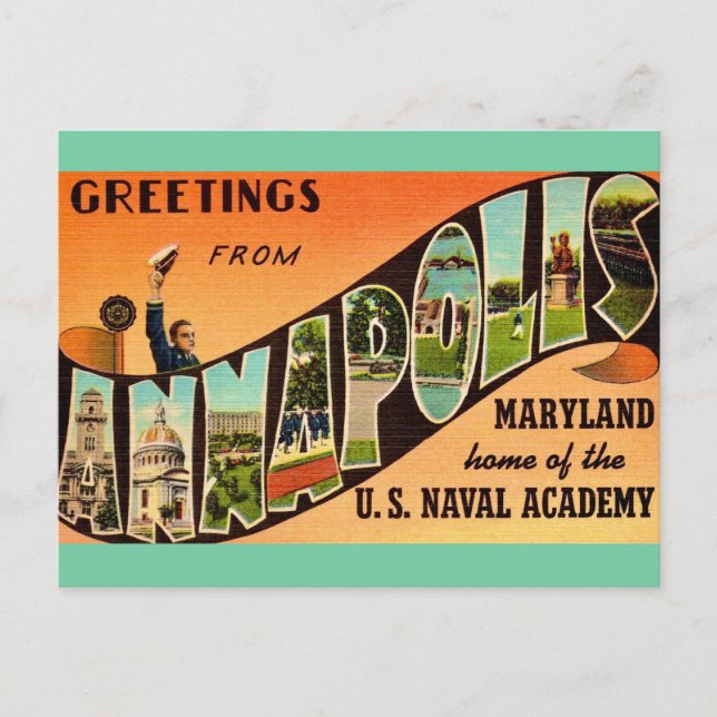 Vintage Annapolis MD Greeting Postcard (Front)