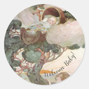 Vintage Anne Anderson Baby in the Tree Top Classic Round Sticker