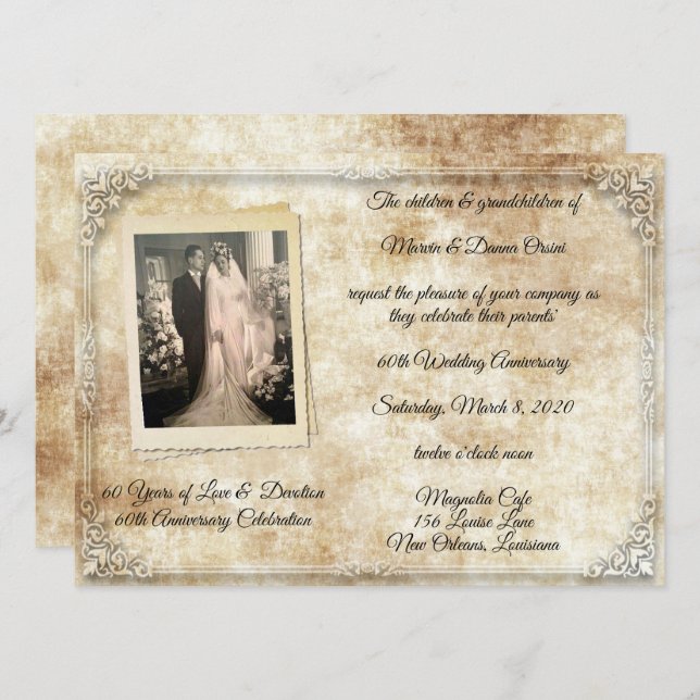 Vintage Anniversary Celebration Invitation (Front/Back)