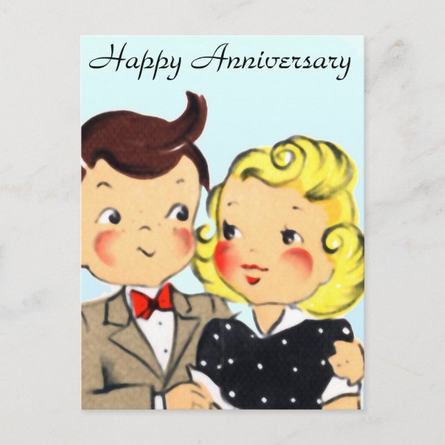 Vintage Anniversary Couple Postcard (Front)