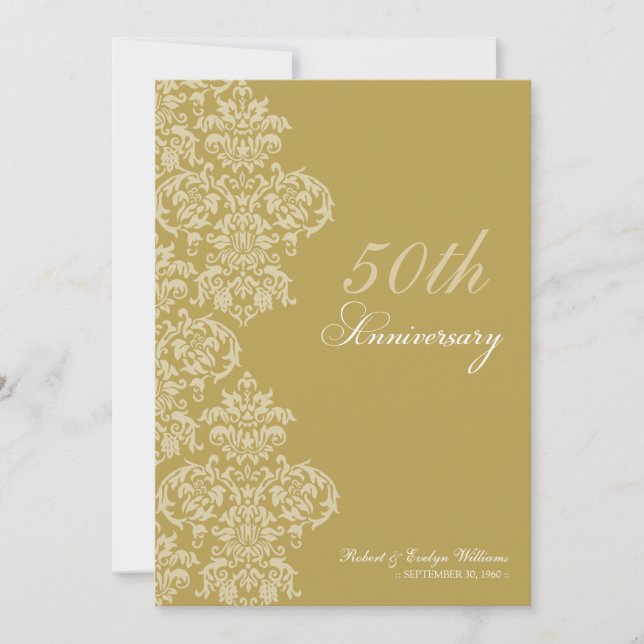 Vintage Anniversary Party Custom Invitation (gold) (Front)