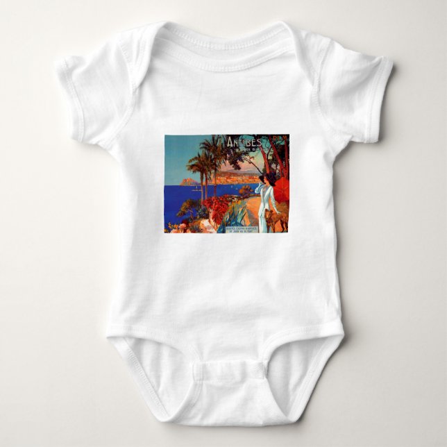 Vintage Antibes Cote D'Azur Travel Baby Bodysuit (Front)