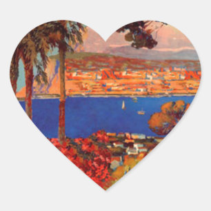 Vintage Antibes Cote D'Azur Travel Heart Sticker