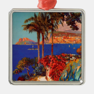 Vintage Antibes Cote D'Azur Travel Metal Tree Decoration