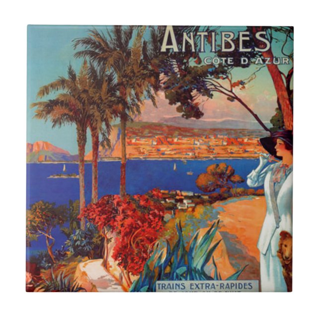 Vintage Antibes Cote D'Azur Travel Tile (Front)
