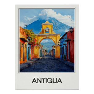 Vintage Antigua poster, colonial charm Poster