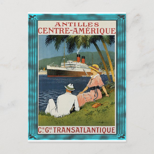 Vintage Antilles Cruise Art Postcard (Front)