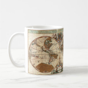 vintage antique 1691 Sanson map of the world Coffee Mug