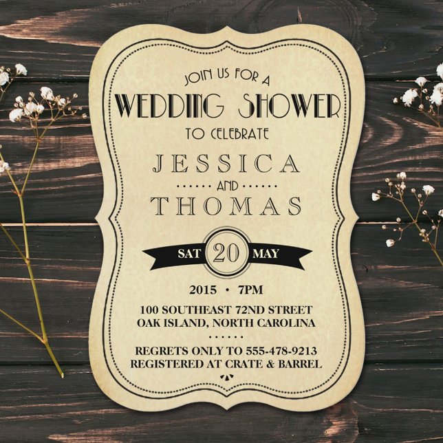 Vintage Antique Art Deco Couple's Wedding Shower Invitation (Creator Uploaded)
