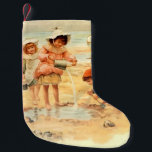 Vintage Antique Beach Boy Girl Children Fine Art Small Christmas Stocking<br><div class="desc">At the Beach - An antique fine art print of Victorian beach children playing in the sand. A seashore fine art print graphic artwork.</div>
