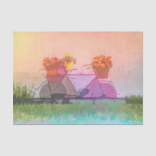 Vintage Antique Bicycle Pink Orange Victorian Fall Tissue Paper