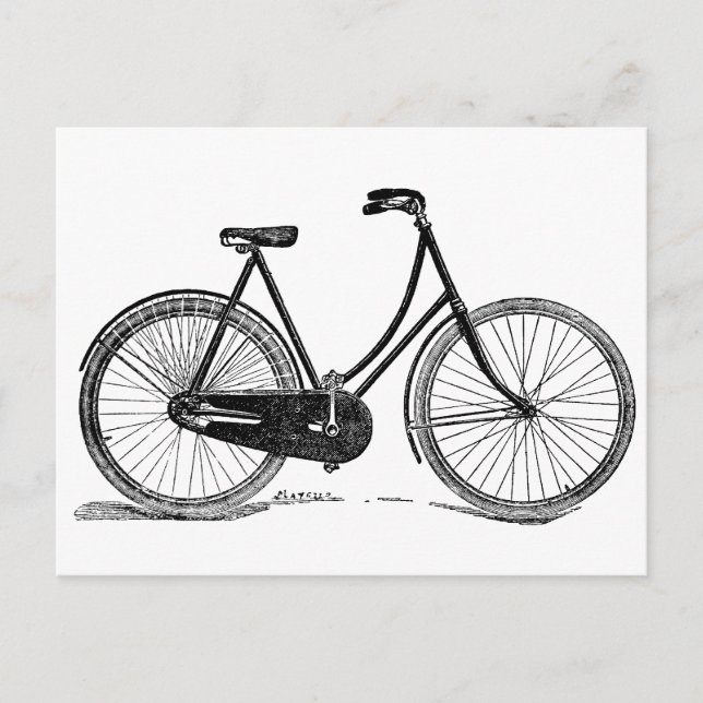 Vintage Antique Bicycle Silhouette Illustration Postcard (Front)