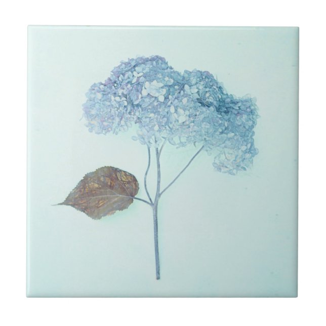 Vintage Antique Blue Hydrangea Country Floral Tile (Front)