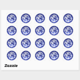 Vintage Antique Blue Willow Pattern circa 1790 Square Sticker