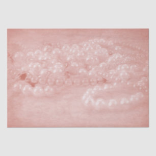 Vintage Antique Blush Pink White Pearls Decoupage Tissue Paper