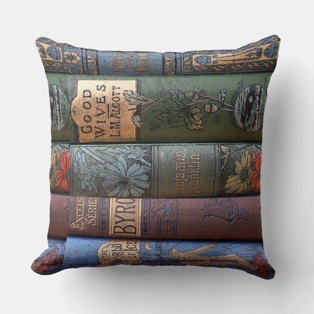 Vintage Antique Book Library Collection Cushion (Front)