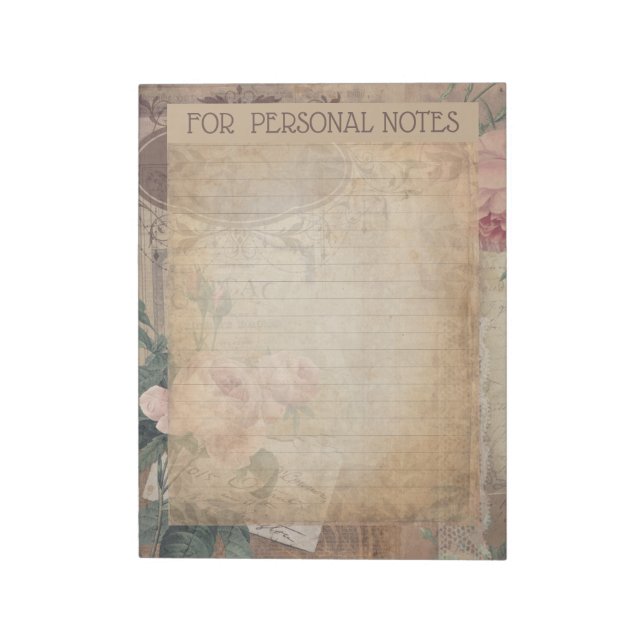 Vintage antique botanical abstract ephemera  notepad (Rotated)