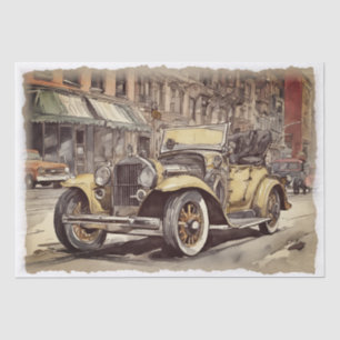 Vintage Antique Car Decoupage Tissue Paper