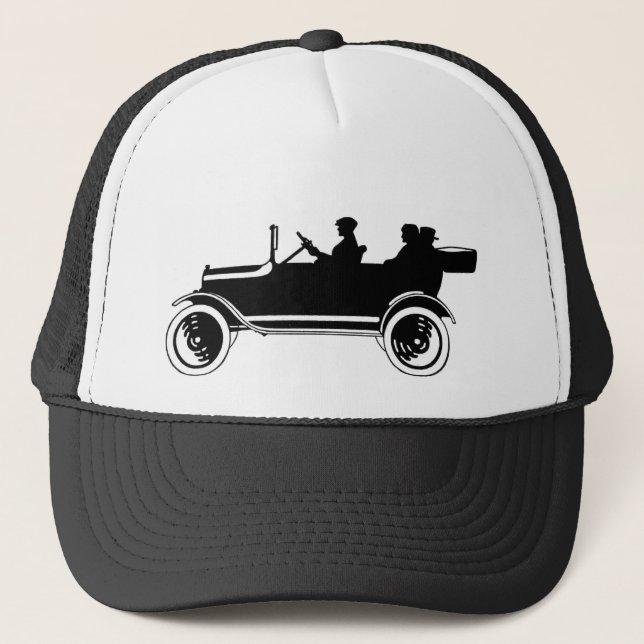Vintage Antique Car Silhouette Cap Hat (Front)
