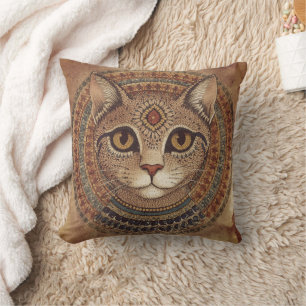 Vintage, Antique Cat, Ancient Greece Style,Brown Cushion