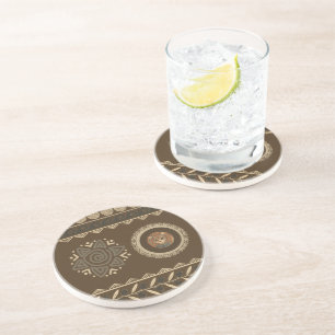 Vintage, Antique Cat, Ancient Motif Art Coaster