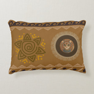 Vintage, Antique Cat, Ancient Motif Art Throw Pill Decorative Cushion