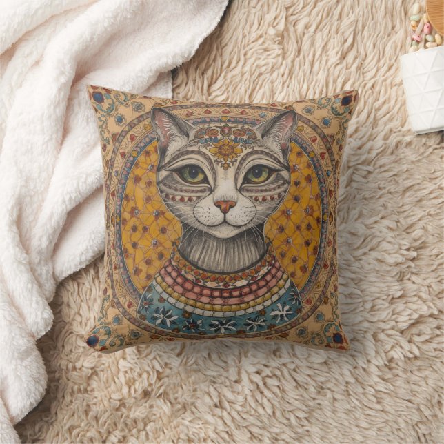 Vintage, Antique Cat and Motif Pattern Cushion (Blanket)