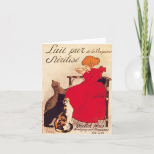 Vintage Antique Cats Girl Milk Theophile Steinlen Card