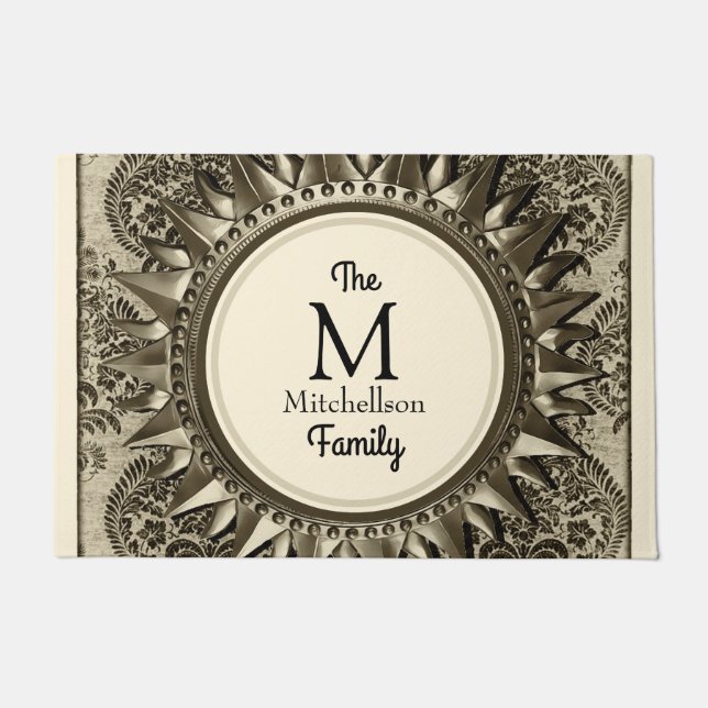 Vintage Antique Celestial Star - Family Name Doormat (Front)