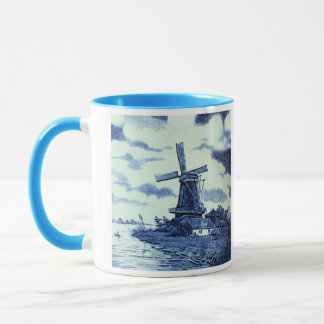 Vintage Antique Delft Blue Tile - Windmill Mug