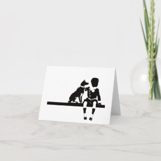 Vintage Antique Dog Child Kid Animal Graphic Bold Card