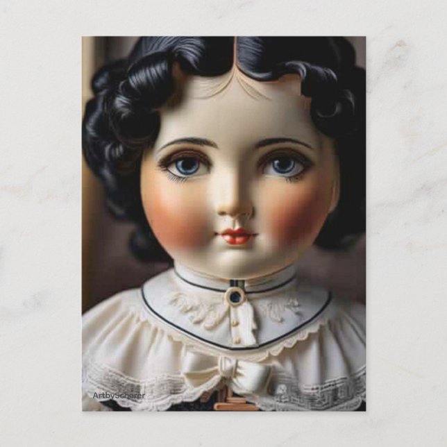 Vintage Antique Doll Postcard – Nostalgic Charm (Front)