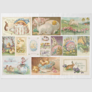 Vintage & Antique Easter Postcard Rabbit Decoupage Tissue Paper