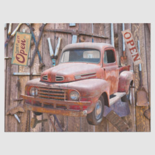 Vintage Antique Farm Red Truck Antique tools Tissue Paper