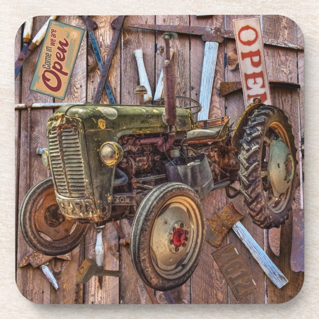 Vintage Antique Farm Tractor Vintage Tools Coaster (Front)