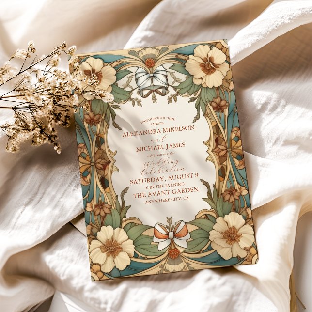 Vintage Antique Floral Art Nouveau Wedding  Invitation (Creator Uploaded)