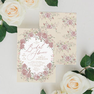 Vintage Antique Floral Bridal Shower Invitation