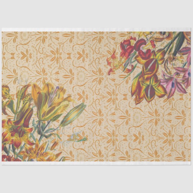 Vintage Antique Floral Decoupage Tissue Paper (Front)