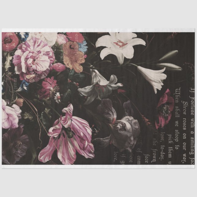 Vintage Antique Floral Decoupage Tissue Paper (Front)