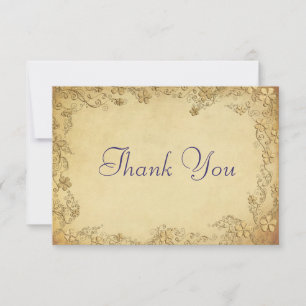 Vintage Antique Floral Wedding Thank You Card
